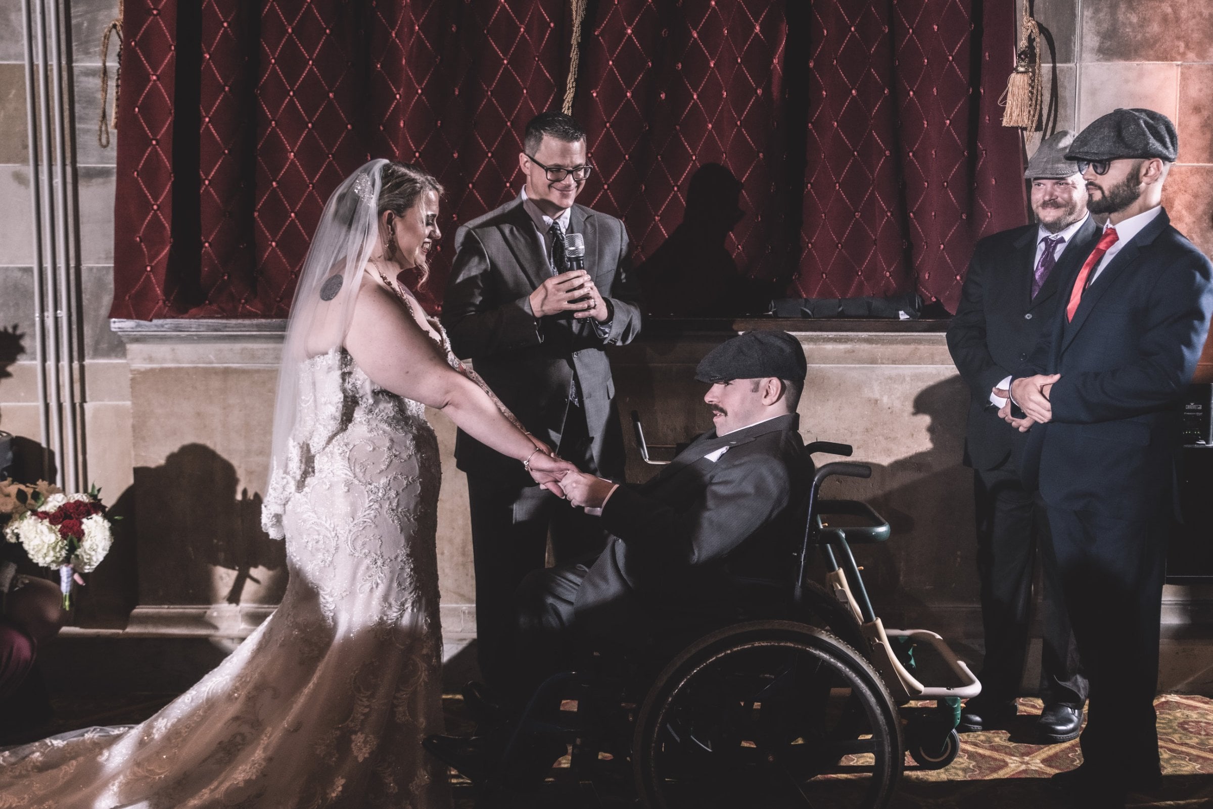 Venue Setup - Bouquet, Industrial from Beauty and the Beast meets Peaky Blinders